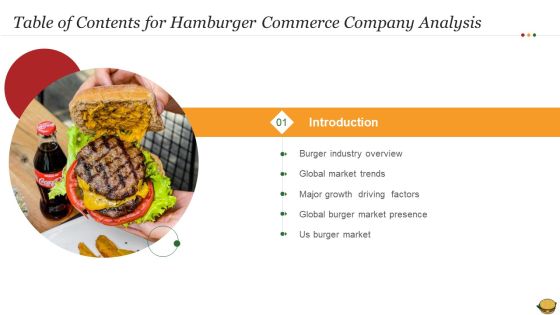 Table Of Contents For Hamburger Commerce Company Analysis Download PDF