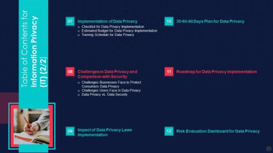 Table Of Contents For Information Privacy It Plan Elements PDF Table Of Contents For Information Privacy It Plan Elements PDF