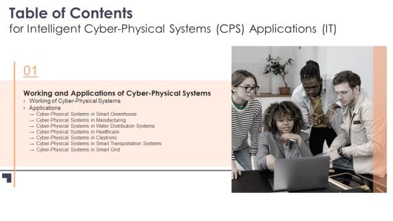 Table Of Contents For Intelligent Cyber Physical Systems CPS Applications IT Grid Ppt Styles Examples PDF Table Of Contents For Intelligent Cyber Physical Systems CPS Applications IT Grid Ppt Styles Examples PDF