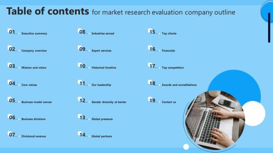 Table Of Contents For Market Research Evaluation Company Outline Introduction PDF Table Of Contents For Market Research Evaluation Company Outline Introduction PDF