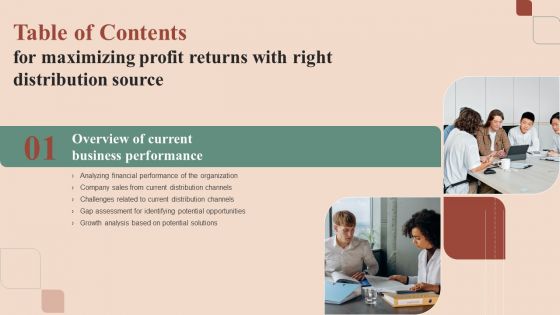 Table Of Contents For Maximizing Profit Returns With Right Distribution Source Slide Elements PDF Table Of Contents For Maximizing Profit Returns With Right Distribution Source Slide Elements PDF