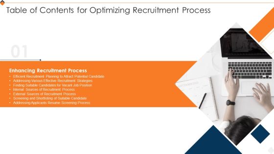Table Of Contents For Optimizing Recruitment Process Slide Introduction PDF Table Of Contents For Optimizing Recruitment Process Slide Introduction PDF