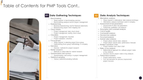 Table Of Contents For PMP Tools Cont Brochure PDF Table Of Contents For PMP Tools Cont Brochure PDF