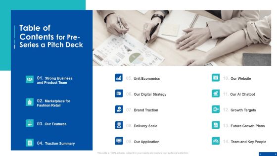 Table Of Contents For Pre Series A Pitch Deck Ppt Gallery Maker PDF