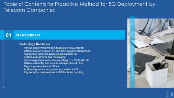 Table Of Contents For Proactive Method For 5G Deployment By Telecom Companies Slide Topics PDF Sample PDF Table Of Contents For Proactive Method For 5G Deployment By Telecom Companies Slide Topics PDF Sample PDF
