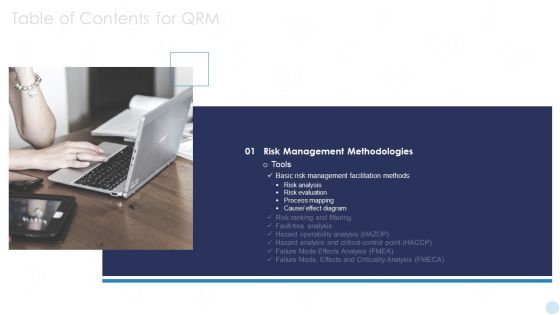 Table Of Contents For QRM Risk Ppt Slides Styles PDF Table Of Contents For QRM Risk Ppt Slides Styles PDF