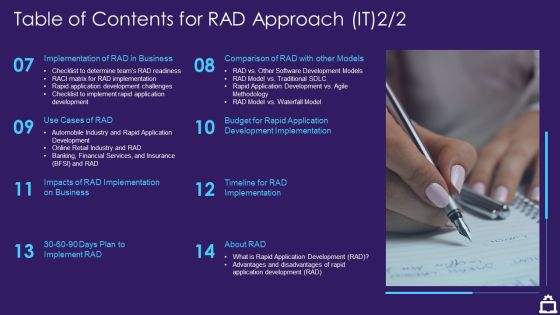 Table Of Contents For RAD Approach IT Business Ppt File Structure PDF Table Of Contents For RAD Approach IT Business Ppt File Structure PDF