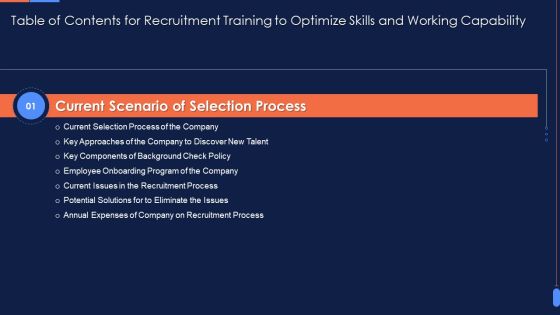 Table Of Contents For Recruitment Training To Optimize Skills And Working Capability Download PDF Table Of Contents For Recruitment Training To Optimize Skills And Working Capability Download PDF