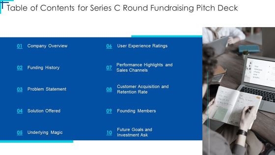 Table Of Contents For Series C Round Fundraising Pitch Deck Ppt Pictures Design Ideas PDF Table Of Contents For Series C Round Fundraising Pitch Deck Ppt Pictures Design Ideas PDF
