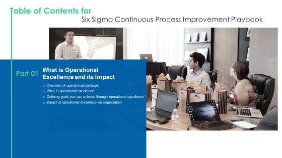 Table Of Contents For Six Sigma Continuous Process Improvement Playbook Sample PDF Table Of Contents For Six Sigma Continuous Process Improvement Playbook Sample PDF