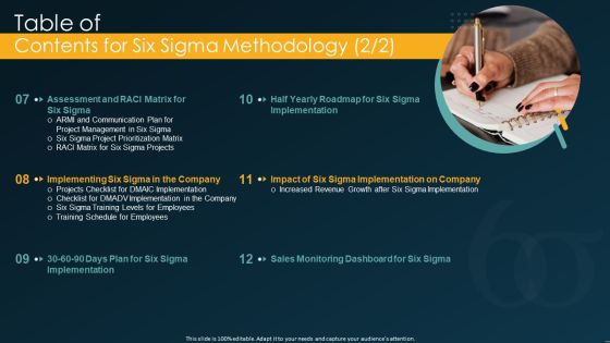 Table Of Contents For Six Sigma Methodology Matrix Ppt Styles Ideas PDF Table Of Contents For Six Sigma Methodology Matrix Ppt Styles Ideas PDF