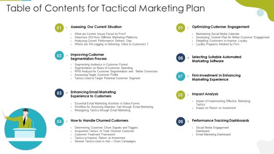 Table Of Contents For Tactical Marketing Plan Background PDF Table Of Contents For Tactical Marketing Plan Background PDF