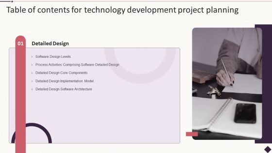 Table Of Contents For Technology Development Project Planning Slide Graphics PDF Table Of Contents For Technology Development Project Planning Slide Graphics PDF