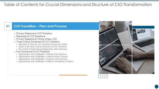 Table Of Contents Forcrucial Dimensions And Structure Of CIO Transformation Slide Sample PDF Table Of Contents Forcrucial Dimensions And Structure Of CIO Transformation Slide Sample PDF