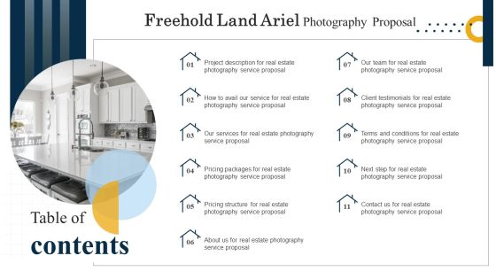 Table Of Contents Freehold Land Ariel Photography Proposal Topics PDF Table Of Contents Freehold Land Ariel Photography Proposal Topics PDF