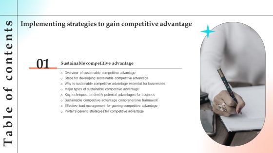 Table Of Contents Implementing Strategies To Gain Competitive Advantage Key Diagrams PDF Table Of Contents Implementing Strategies To Gain Competitive Advantage Key Diagrams PDF