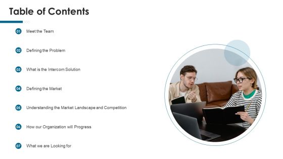 Table Of Contents Intercom Service Enterprise Capital Funding Pitch Deck Microsoft PDF