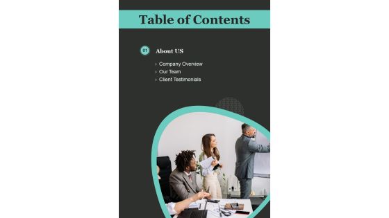 Table Of Contents LAN Design Proposal One Pager Sample Example Document Table Of Contents LAN Design Proposal One Pager Sample Example Document