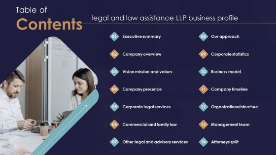 Table Of Contents Legal And Law Assistance LLP Business Profile Background PDF Table Of Contents Legal And Law Assistance LLP Business Profile Background PDF