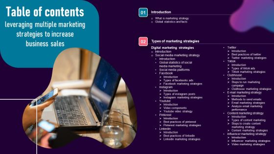 Table Of Contents Leveraging Multiple Marketing Strategies To Increase Business Sales Introduction PDF Table Of Contents Leveraging Multiple Marketing Strategies To Increase Business Sales Introduction PDF