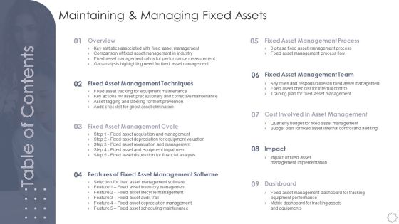 Table Of Contents Maintaining And Managing Fixed Assets Brochure PDF