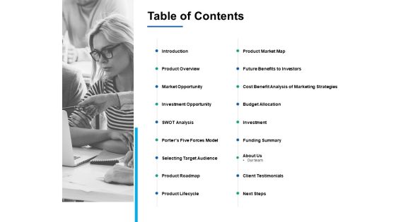 Table Of Contents Market Opportunity Ppt PowerPoint Presentation Professional Master Slide