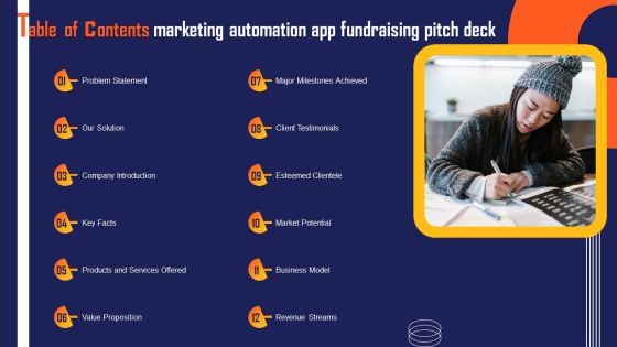 Table Of Contents Marketing Automation App Fundraising Pitch Deck Structure PDF Table Of Contents Marketing Automation App Fundraising Pitch Deck Structure PDF