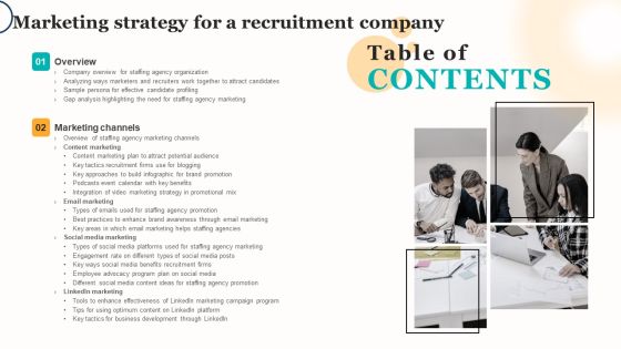 Table Of Contents Marketing Strategy For A Recruitment Company Mockup PDF Table Of Contents Marketing Strategy For A Recruitment Company Mockup PDF