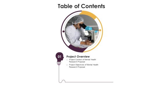 Table Of Contents Mental Health Research Proposal One Pager Sample Example Document Table Of Contents Mental Health Research Proposal One Pager Sample Example Document