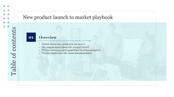 Table Of Contents New Product Launch To Market Playbook Key Summary PDF Table Of Contents New Product Launch To Market Playbook Key Summary PDF
