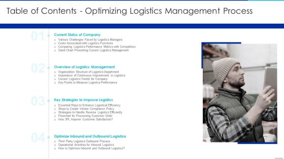 Table Of Contents Optimizing Logistics Management Process Inspiration PDF