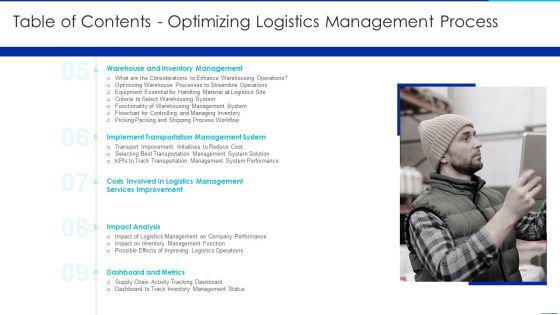 Table Of Contents Optimizing Logistics Management Process Slide2 Slides PDF Table Of Contents Optimizing Logistics Management Process Slide2 Slides PDF