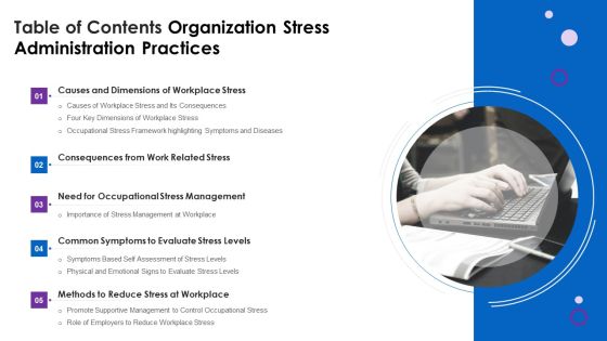 Table Of Contents Organization Stress Administration Practices Information PDF