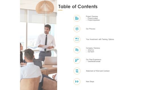Table Of Contents Our Process Ppt PowerPoint Presentation Infographic Template Slideshow