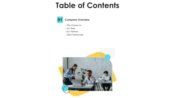 Table Of Contents Proposal For Immigration Expert One Pager Sample Example Document Table Of Contents Proposal For Immigration Expert One Pager Sample Example Document