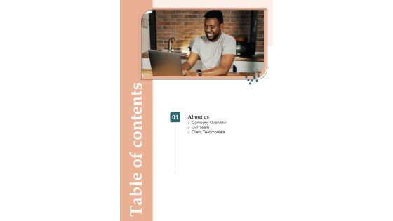 Table Of Contents Proposal For Information Technology Project One Pager Sample Example Document Table Of Contents Proposal For Information Technology Project One Pager Sample Example Document
