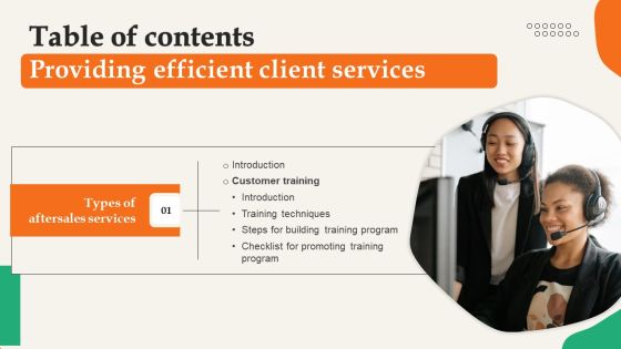 Table Of Contents Providing Efficient Client Services Structure PDF Table Of Contents Providing Efficient Client Services Structure PDF
