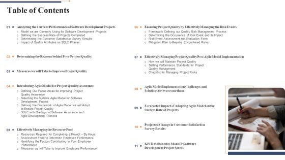Table Of Contents Quality Control Framework For Agile Software Development Information PDF Table Of Contents Quality Control Framework For Agile Software Development Information PDF