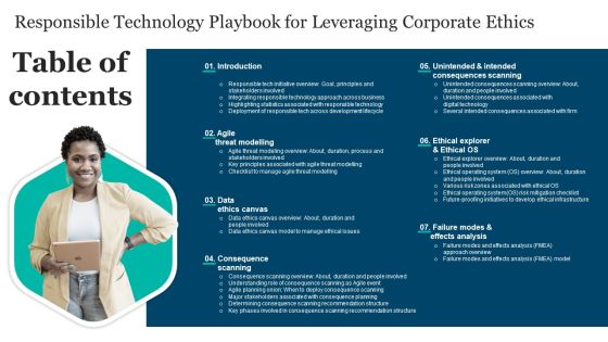 Table Of Contents Responsible Technology Playbook For Leveraging Corporate Ethics Structure PDF Table Of Contents Responsible Technology Playbook For Leveraging Corporate Ethics Structure PDF