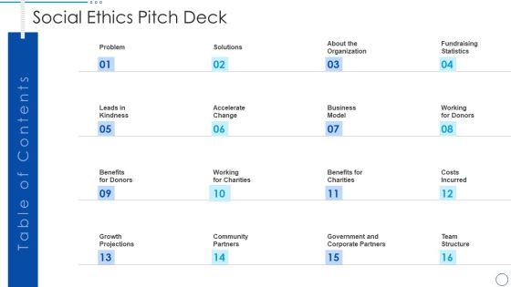 Table Of Contents Social Ethics Pitch Deck Ppt PowerPoint Presentation File Pictures PDF Table Of Contents Social Ethics Pitch Deck Ppt PowerPoint Presentation File Pictures PDF