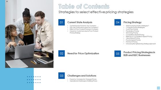 Table Of Contents Strategies To Select Effective Pricing Strategies Download PDF Table Of Contents Strategies To Select Effective Pricing Strategies Download PDF
