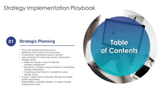 Table Of Contents Strategy Implementation Playbook Background PDF