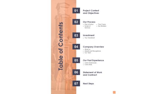 Table Of Contents University Management System Implementation Proposal Wd One Pager Sample Example Document Table Of Contents University Management System Implementation Proposal Wd One Pager Sample Example Document
