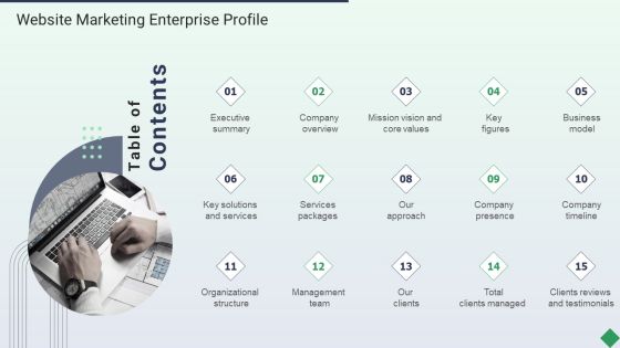 Table Of Contents Website Marketing Enterprise Profile Ppt PowerPoint Presentation Icon Vector PDF Table Of Contents Website Marketing Enterprise Profile Ppt PowerPoint Presentation Icon Vector PDF