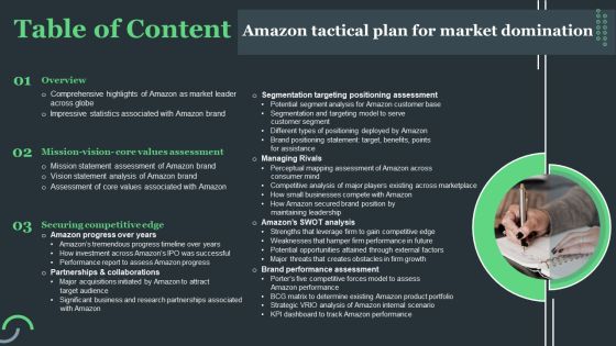 Table Of Contnets Amazon Tactical Plan For Market Dominations Graphics PDF Table Of Contnets Amazon Tactical Plan For Market Dominations Graphics PDF
