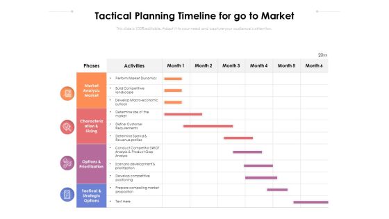 Tactical Planning Timeline For Go To Market Ppt PowerPoint Presentation Infographics Files PDF Tactical Planning Timeline For Go To Market Ppt PowerPoint Presentation Infographics Files PDF