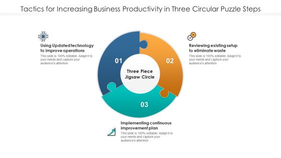 Tactics For Increasing Business Productivity In Three Circular Puzzle Steps Topics PDF