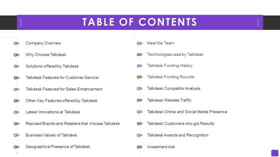 Talkdesk Investor Financing Business Table Of Contents Graphics PDF Talkdesk Investor Financing Business Table Of Contents Graphics PDF