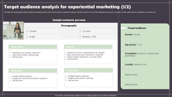 Target Audience Analysis For Experiential Marketing Summary PDF Target Audience Analysis For Experiential Marketing Summary PDF