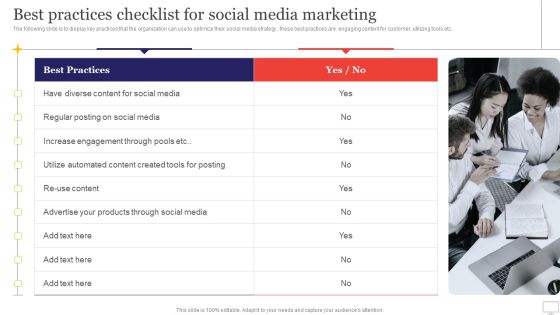 Target Audience Strategy For B2B And B2C Business Best Practices Checklist For Social Media Marketing Themes PDF